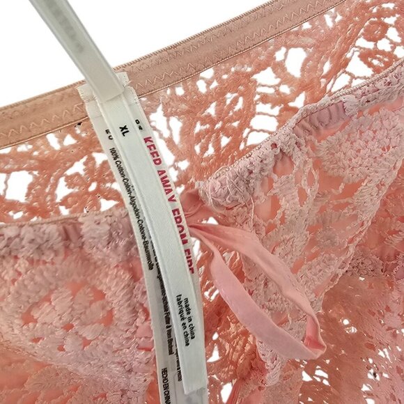 Anthropologie Crochet Lace Top Pink Size XL NWT Tie Front Removable Straps Crop - Picture 8 of 10